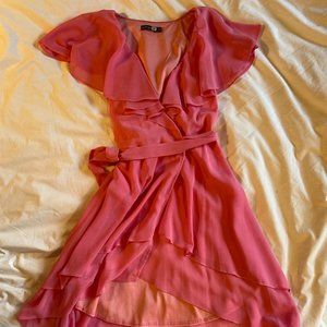 boohoo Pink Wrap Dress- Size 6 (UK 10)